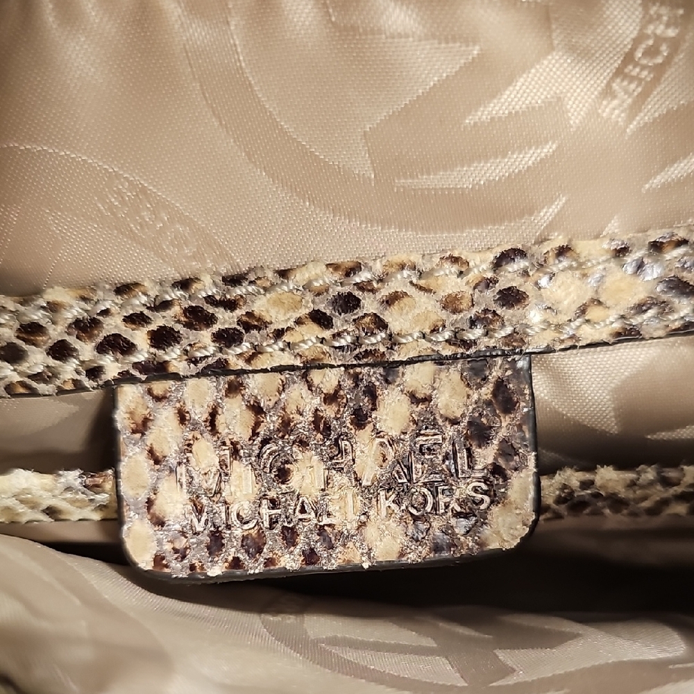 Michael Kors Tan and Brown Snake Print Clutch - Picture 5 of 9